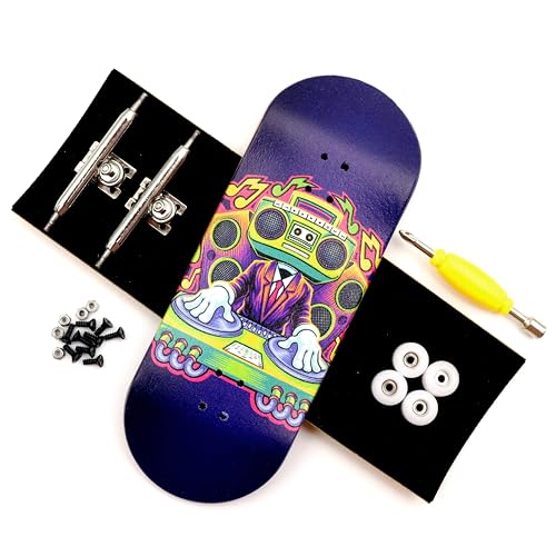 36mm Pro Fingerboard with Wooden Finger Skateboard Deck Upgraded Finger Board Trucks Street Shape Bearing Wheels (DJ) - color: Dj
