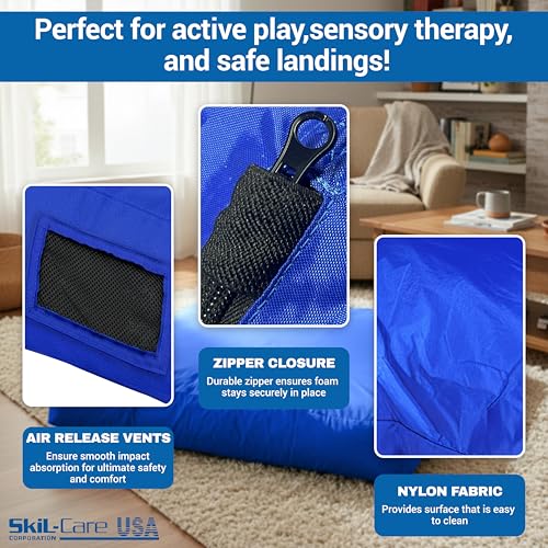 Skil-Care Crash Pads for Kids Sensory, High-Density Foam Crash Mat, Nylon | Water-Resistant Cover Crash Pads with Mesh Vents from 3x4ft to 8x8ft for Daily Use in Sensory Rooms, Schools, Clinics, Home - size: 6x8 Feet