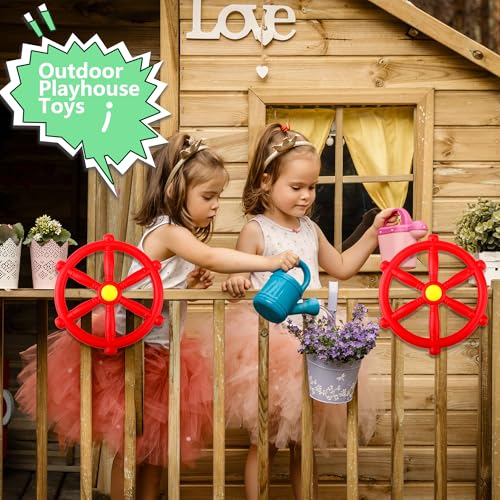 Playground Steering Wheel Plastic Pirate Ship Wheel Playground Swingset Steering Wheel Playset Accessories for Kids Outdoor Backyard Playhouse Treehouse (1, Red) - color: Red