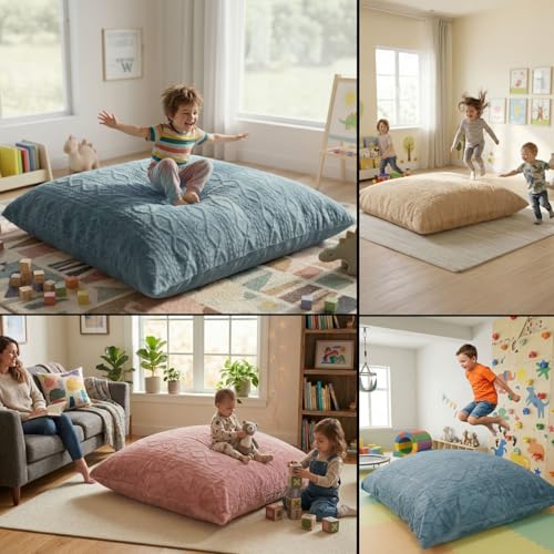 Matini Home Crash Pad 48" X 60" - Sensory Pad with Cover Foam Blocks for Kids and Adults, Ideal Gymnastics Equipment to Jump, Play or Relax - Turquoise - color: Turquoise 48" X 60"