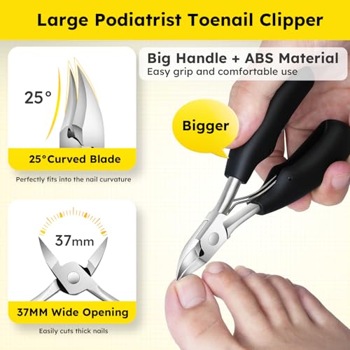 Nail Clippers for Seniors, Heavy Duty Ingrown Toenail Clippers with Long Handle，Angled Head Large Toe Nail Clippers and Slanted Nail Cutter for Thick Nail for Men Women Pregnant Elderly 6Pcs - size: Angled Head 6pcs