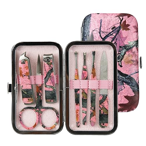 Rivers Edge Products Rivers Edge Products 7-Piece Nail Manicure Kit, Stainless Steel, Pink Camo - style: 7-piece Pink Camo
