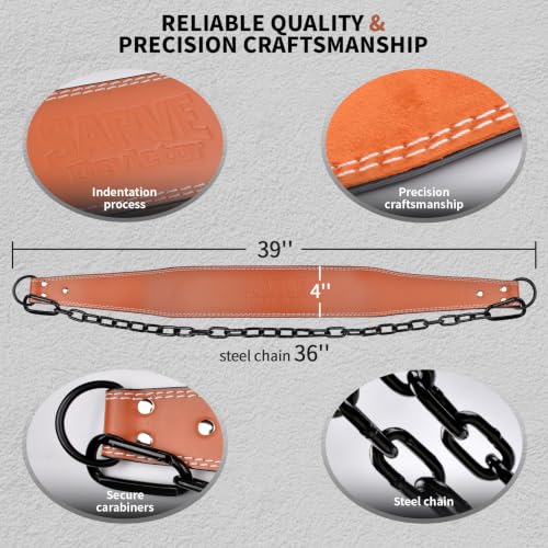 Weight Lifting Dip Belt with 36 Inch 6mm Thick Steel Chain for Weight Lifting, Pull Ups, Squats, Bodybuilding Training - color: Brown