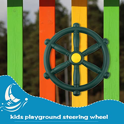 Playground Steering Wheel Plastic Pirate Ship Wheel Playground Swingset Steering Wheel Playset Accessories for Kids Outdoor Backyard Playhouse Treehouse (1, Green) - color: Green