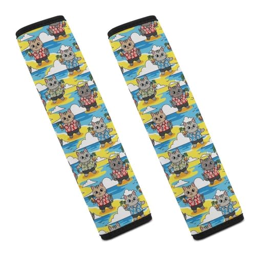 Universal Soft and Comfortable Beach Funny Cat Seat Belt Shoulder Pad for Girls and Boys, Most Cars, 2 Pack Seat Belt Covers Cushion Shock Absorption - color: Pattern 216