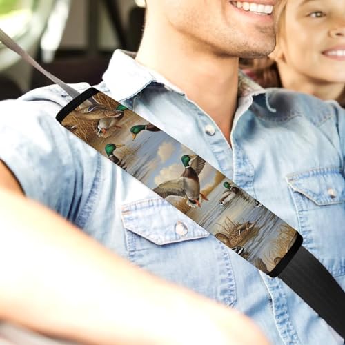 2 Pack Mallard Wild Duck Collage Print Car Seat Straps Shoulder Pads Soft Padded Seat Belt Cushion for Kids, All Vehicles, Pressure Relief - color: Pattern 431