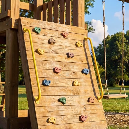 Lounsweer 2 Pcs,39 Inch Playground Safety Handles, Long Grab Bars,Yellow | Playhouse Ladder Handles, Treehouse Accessories, Rock Climbing Wall, Metal Grab Bars, Safety Handrails, Playground Equipment - color: Yellow, size: 39 Inch