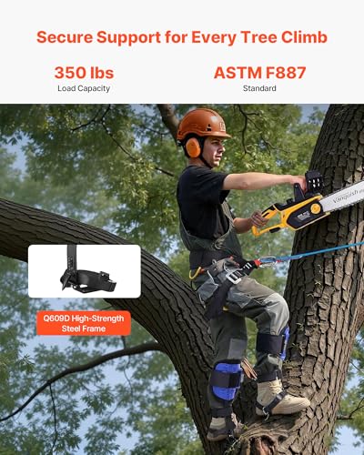 VEVOR Tree Climbing Spikes, 1 Pair Height-Adjustable Climbing Spurs, 350lbs Load Capacity Tree Climbing Gear with Straps, Arborist Equipment for Climbers, Hunting, Fruit Picking - color: Navy Blue (Basic)