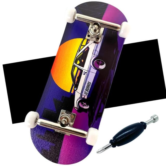 LC Boards Fingerboard 98X34 Complete '86 Graphic - Silver Trucks, Foam Grip Tape and Pro Design for Ultimate Fingerboarding Experience
