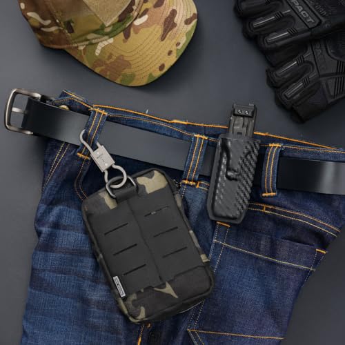 TACTICAL GEEK EDC Compact Waist Pocket Pouch, Multi-Purpose Molle EDC Pouch Gadget Organizer (E2.0-Black Camo) - color: E2.0-Black Camo