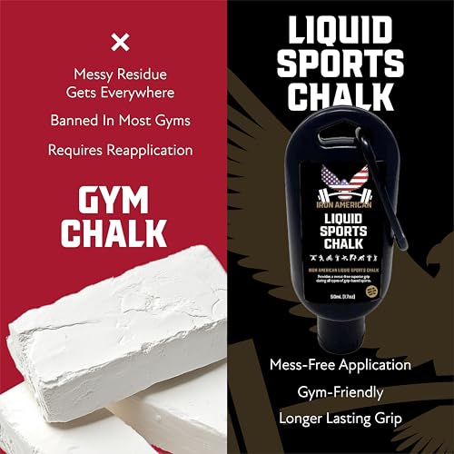 IRON AMERICAN Liquid Chalk - No-Mess Long-Lasting Grip Chalk for Weightlifting, Gymnastics, Rock Climbing, and Fitness Training - Advanced Hand Chalk for Gym - size: 2-PACK (50 mL)