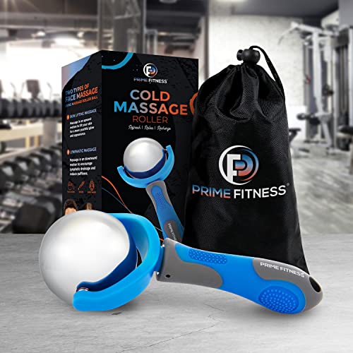 Cold Massage Roller Ball | Cold Therapy | Ice Roller Ball with Handle | cryo Stick | Relieve Muscle Pain (Blue) - color: Blue