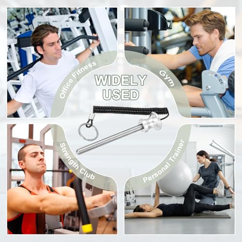 Weight Stack Pin, Weight Gym Pin Strength Training Equipment Replacement with Pull Rope for Commercial Home - color: Silver, size: 0.4 x 4.7 Inch