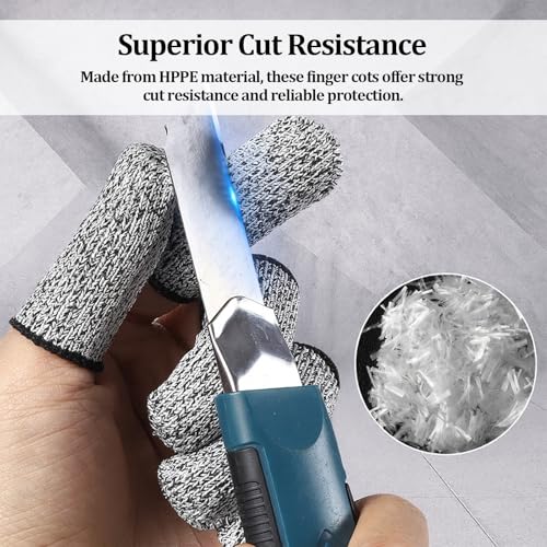 20 PCS Cut Resistant Finger Cots, Reusable Finger Guards, Durable Non Slip Thumb Protector Sleeve, Breathable Fingertip Covers for Kitchen, Work, Sculpture - size: 20 pcs