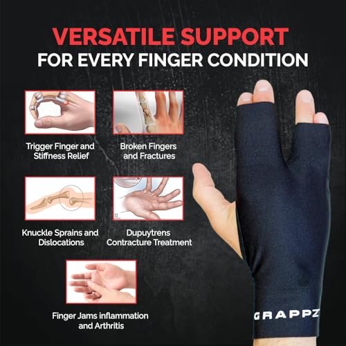 Finger Support Athletic Compression Gloves, Splint Alternative, Unisex L | Athletic Buddy Tape & Trigger Finger Sleeve & Brace, Arthritis Pain Relief & Joint Stabilizer for All Sports - size: Large, style: Original Glove