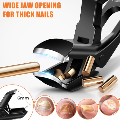 Toenail Clippers for Seniors Thick Toenails, 2026 Large Angled Nail Clippers for Men Thick Nails with Catcher, Heavy Duty Nail Cutter Long Handle Sharp Fingernail Clipper Gifts for Men Women Adults - style: Black Angled Head Nail Clippers