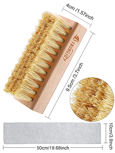 YoungJoy 3 Pieces Dual Sided Sneaker Shoe Cleaner Brush Set Shoes Clean Brush Kit Both Boar and Plastic Bristles with Microfiber Cloth (D) - style: D