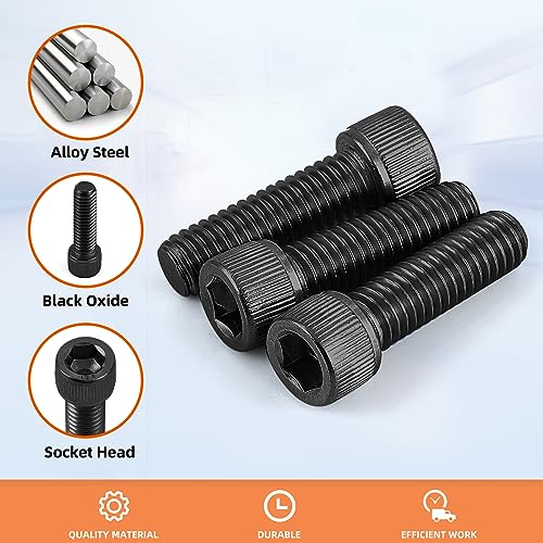 3/8-16 x 1 Socket Head Cap Screws Cap Bolts, 12.9 Grade Alloy Steel Black Oxide, UNC Coarse Thread Fully Threaded, 10 PCS - size: 3/8-16 x 1"