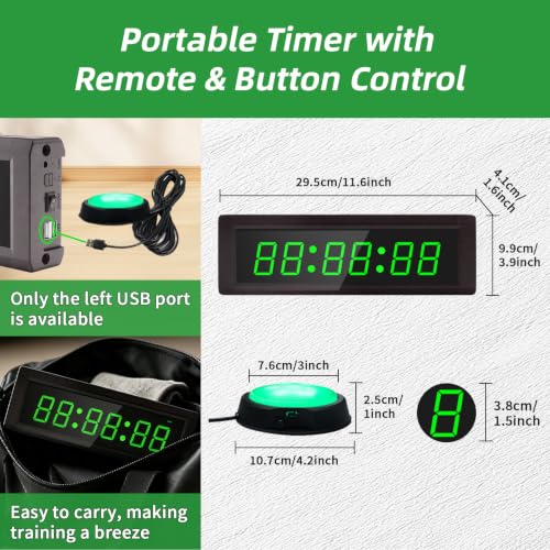 Gym Timer Clock with Remote Control & Push Button,7 RGB Color, Programmable Interval Timer, Countdown/Up Stopwatch,Wall Clock for Home Gym Garage,Portable Training Accessories(Plug-in) - style: plug-in