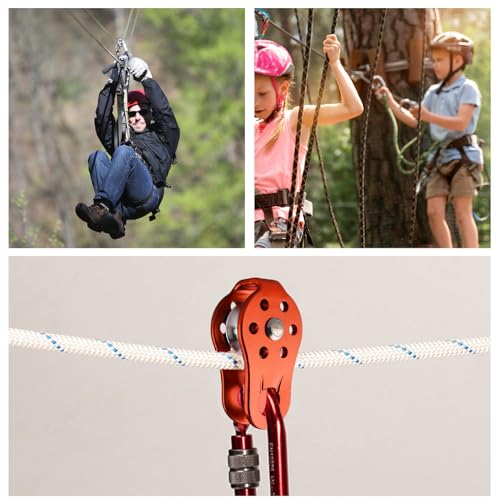JEELAD 26kN Climbing Pulley Aluminum Alloy Rescue Pulley Single Sheave for Hauling Outdoor Zipline Climbing Rigging - color: 01 Black - 26kN