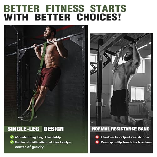 KUTIZE Pull Up Assistance Bands, Pull Up Bar Resistance Bands, Pull Up Bands for Enhanced Strength Training, Muscle Training, 3 Heavy-Duty Adjustable Pull Up Assist Strap & Comfortable Foot Strap - style: Army Green