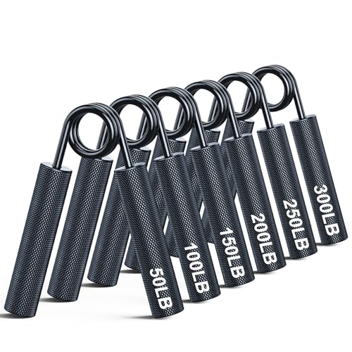 ZEAGUS Grip Strength Trainer 4 Pack,Metal Hand Grip Strengthener Kit-Black | Non-Slip Heavy-Duty Forearm Exerciser,50LB-200LB Hand Gripper for Muscle Building and Hand Rehabilitation Exercising - color: Black