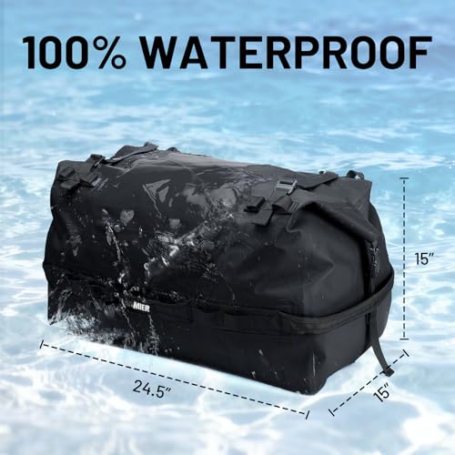 MIER Large Waterproof Duffel Bag - 60L/80L Dry Bag Backpack | Detachable Backpack Straps; Multi-Pockets; Roll-Top with Hook-and-Loop Closure; Motorcycle, Kayaking, Gym, Beach, Boating - color: Black, size: 80L