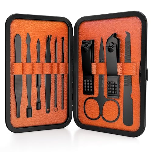 Wild Willies 10-Piece Pedicure & Manicure Kit for Men & Women - Includes Nail Clippers, Scissors, Tweezers, Files - Compact Travel Nail Grooming Kit, Mens Nail Care Set