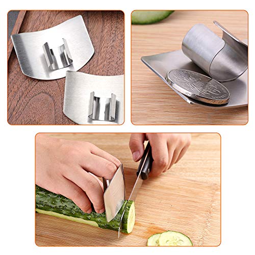 2 Pcs Finger Guard for Cutting aid, Kitchen Tool, Stainless Steel Knife Protector, Adjustable Hand Protect Fingers, Avoid Hurting, Slicing and Chopping, Silver - color: Silver 2