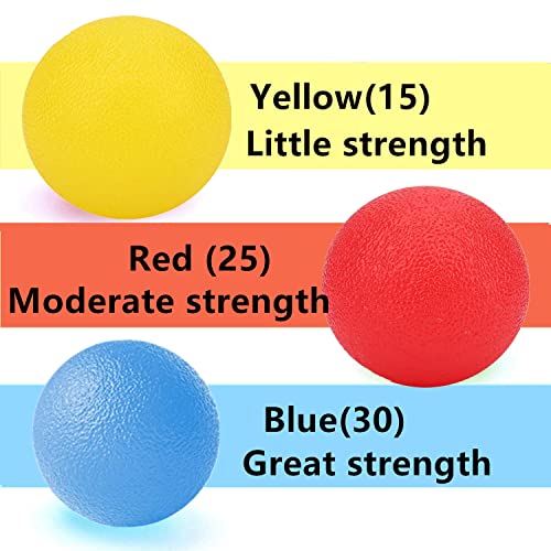 3 PCS Physical Therapy Hand Exercise Balls, Stress Balls for Adults | Squeeze Balls Kits for Hand Finger Wrist Muscles, Hand Grip Strengthener Trainer,Finger Exerciser