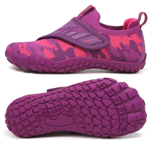 KUBUA Versatile Kids Water Shoes Boys Girls Quick Dry Swim Aqua Socks | Wide Toe Box, Lightweight, Barefoot-Style, Breathable, Beach, Pool, Kayak, Water Parks, Hiking, Toddler, Little Kid, Big Kid - color: Purple, size: 9 Toddler