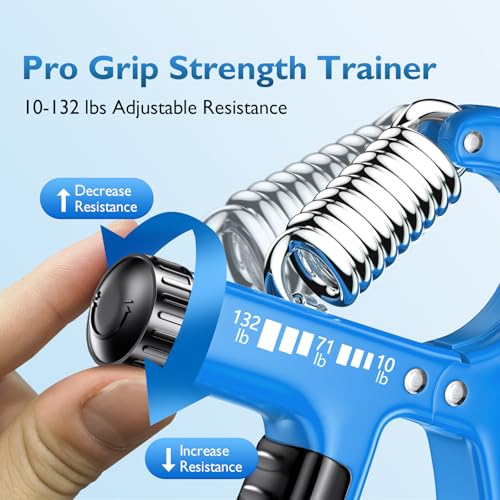 FitBeast Grip Strengthener Forearm Strengthener, Adjustable Hand Grip Strengthener for Strength Training & Rehabilitation, 10-132 lbs Resistance, Ideal for Athletes and Physical Therapy (1 Piece) - color: Light Blue