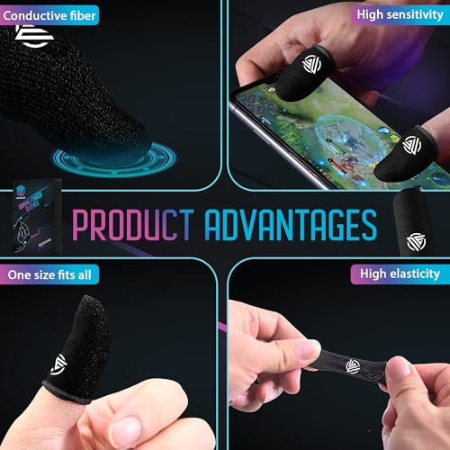 Gaming Finger Sleeves Cots Gloves Covers Protectors Thumb Hand Guard Sleeve for PUBG Mobile Phone Gamer Grip Pro - color: Black - Essentials