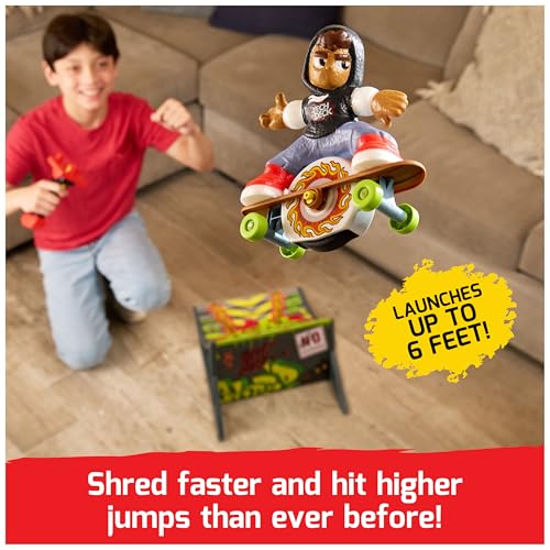 TECH DECK Shred N' Blast Sk8board, Motorized Finger Skateboard Toy with Rider & Ramp for Fast Tricks & High Jumps, Kids Toys for Boys and Girls Ages 6 & Up, Batteries Required - style: Shred N Blast Sk8board