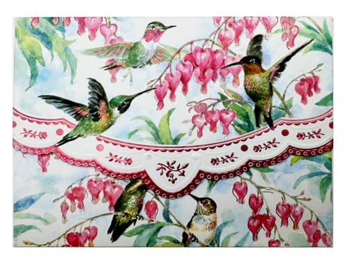 Poster Foundry Hummingbird Boxed Note Cards by Carol Wilson. 10 embossed 4x5 Die-Cut Notecards and Matching Envelopes in Decorative Gift Box with Magnetic Flap. NCP2508 - color: Nature - Hummingbirds, style: 1 Gift Box Set / 10 Cards Total