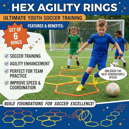 Japard Hex Agility Rings for Speed Training & Agility Footwork Training Speed Hurdles Ladder with Carrying Bag - style: Twelve (12) rings