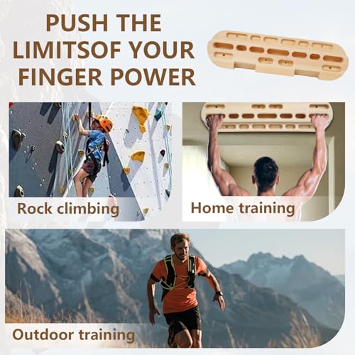 HRVEOCEI Climbing Hangboard for Rock Climbing Training – Wooden Fingerboard with Multi-Grip Design – Strengthen Fingers & Grip – Easy Mount for Home & Gym - color: Brown 1