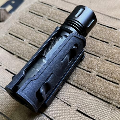 Quick Draw Tactical Flashlight Holster, Rotatable Tactical Molle Light Holder for Duty Belt