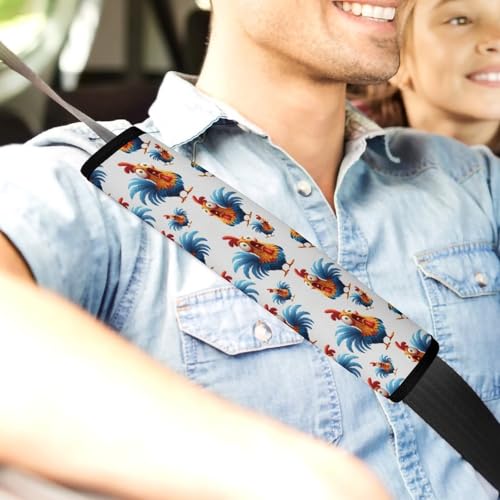 1 Pair Funny Rooster Cool Cartoon Chicken Seat Belt Shoulder Pad Soft Padded Seat Belt Cushion for Adult Use, Stroller Pushchair High Chair, Pressure Relief - color: Pattern 990