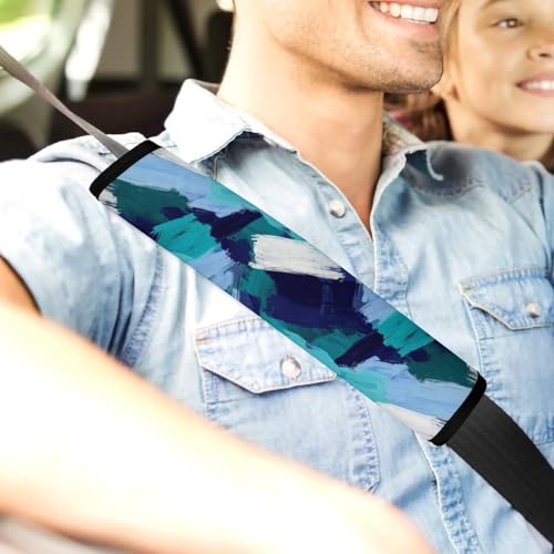 2 Pack Teal Grey Turquoise Blue Abstract Art Seat Belt Shoulder Pad Breathable Shoulder Harness Cover for Child, All Vehicles, Neck and Shoulder Support - color: Pattern 95