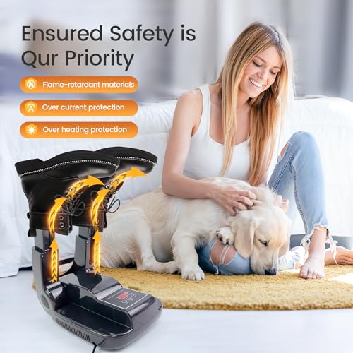 Boots and Shoes Dryer, Glove Dryer & Boot Warmer with Heat Blower, Portable Adjustable Rack and Timer, Folding Design & Quick Drying for Shoes, Gloves, Hats, Socks, Ski Boots