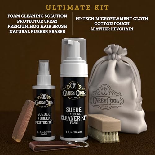 Care & Cool Ultimate Suede & Nubuck Care Kit, Complete 6-Piece System | Gently Lifts Dirt & Grime, Repels Water & Stains, Preserves Breathability, Wear Your Favorites With Confidence