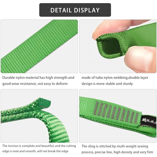 SEPEAK 25mm Nylon Tubular Webbing 1-Inch, 29kN/6520lbs, UIAA Certified Webbing Straps - color: Green, size: 150cm / 59inch | Pack of 3