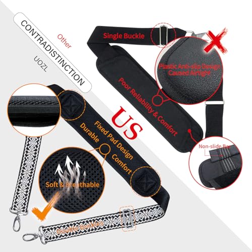 59 Inch Shoulder Straps, Soft with Ultra-Thick Fixed Shoulder Pad, Two Way Independently Adjustable Buckle Replacement Straps for Laptop Bag Messenger Bag Tool Bag Luggage,Black-White - color: Black-white, size: 59 inch