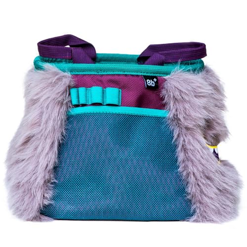 8BPLUS Angus Boulderbag, Premium Artificial Fur, Ripstop, Soft Fleece Interior, 8.7in Opening, Center-Closing Drawstring, Multiple Brush Holders, Zipper Pockets, Climbing Gear