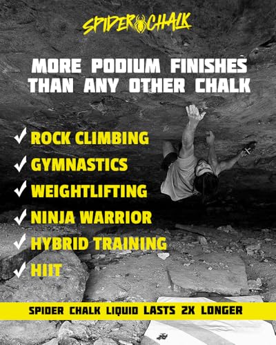 SPIDER CHALK Black Widow Liquid Chalk No Mess Weightlifting Gym Chalk, Lab-Grade, Skin-Friendly Safe Ingredients, Made in the USA