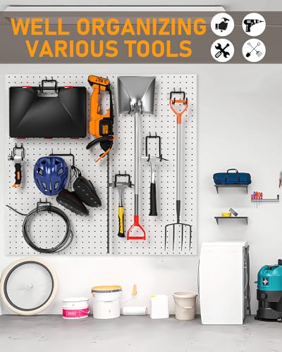 INCLY 24 Pack 1/4" Pegboard Drill Holder Tool Utility Hooks | Heavy Duty Pegboard Hooks, Peg Board Tool Hangers, for Power Tools, Drill, Hammer, Cords, Hoses, Shovels, Garage Storage - size: 24 Pack