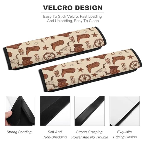 2 Pack Universal Fit Seat Belt Shoulder Pad for Kids, Car Seats Pushchair Strollers High Chair Pushchair, Western Cowboy Brown Shoulder Protector, Anti-Slip Pad - color: Pattern 478