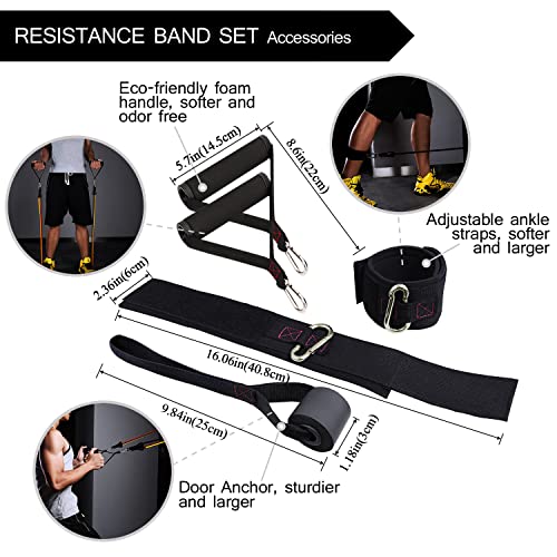 Resistance Bands with Handle Set - for Men and Women, Workout Bands for Strength Exercise, with Handles, Door Anchor & Ankle Straps, for Rehab, Yoga and Fitness