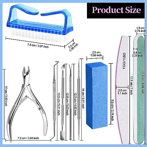 FANDAMEI Manicure Set, Nail Tools, Files 100/180, Buffer Block, Cuticle Nippers, Pusher, Peeler, Lifter for Ingrown Toenails, Toenail File, Care Kit, Blue - color: V-blue